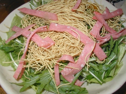 パリパリ麺が新食感！な野菜サラダ