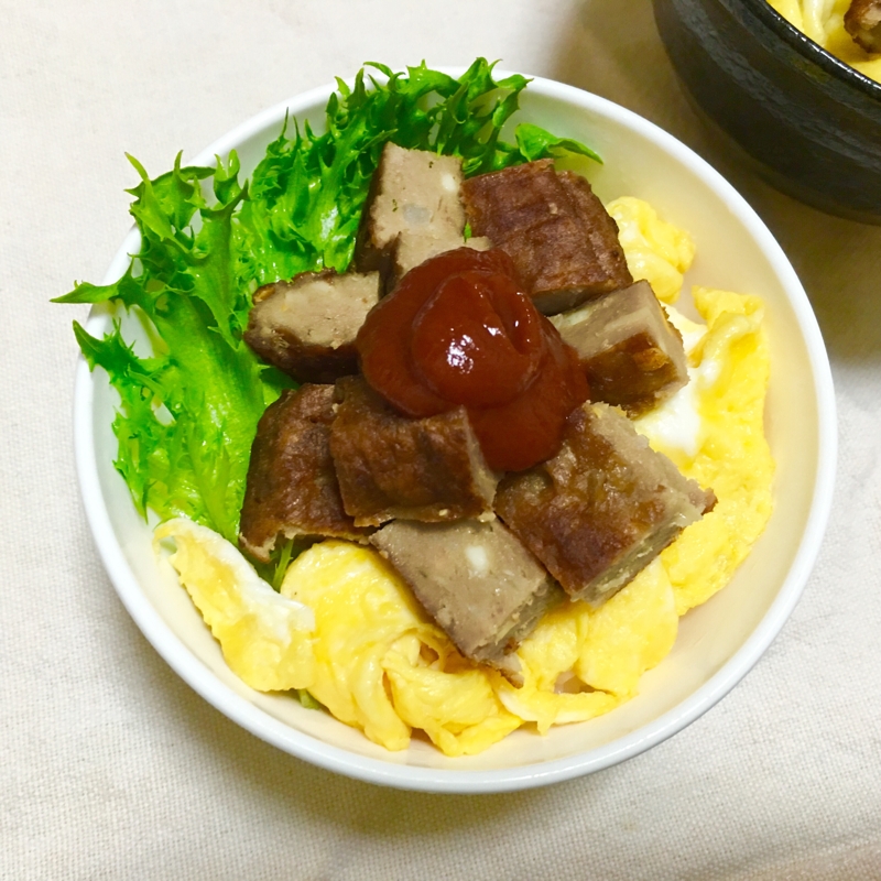 親子クッキング♪チーズ入マルシンハンバーグ玉子丼♡