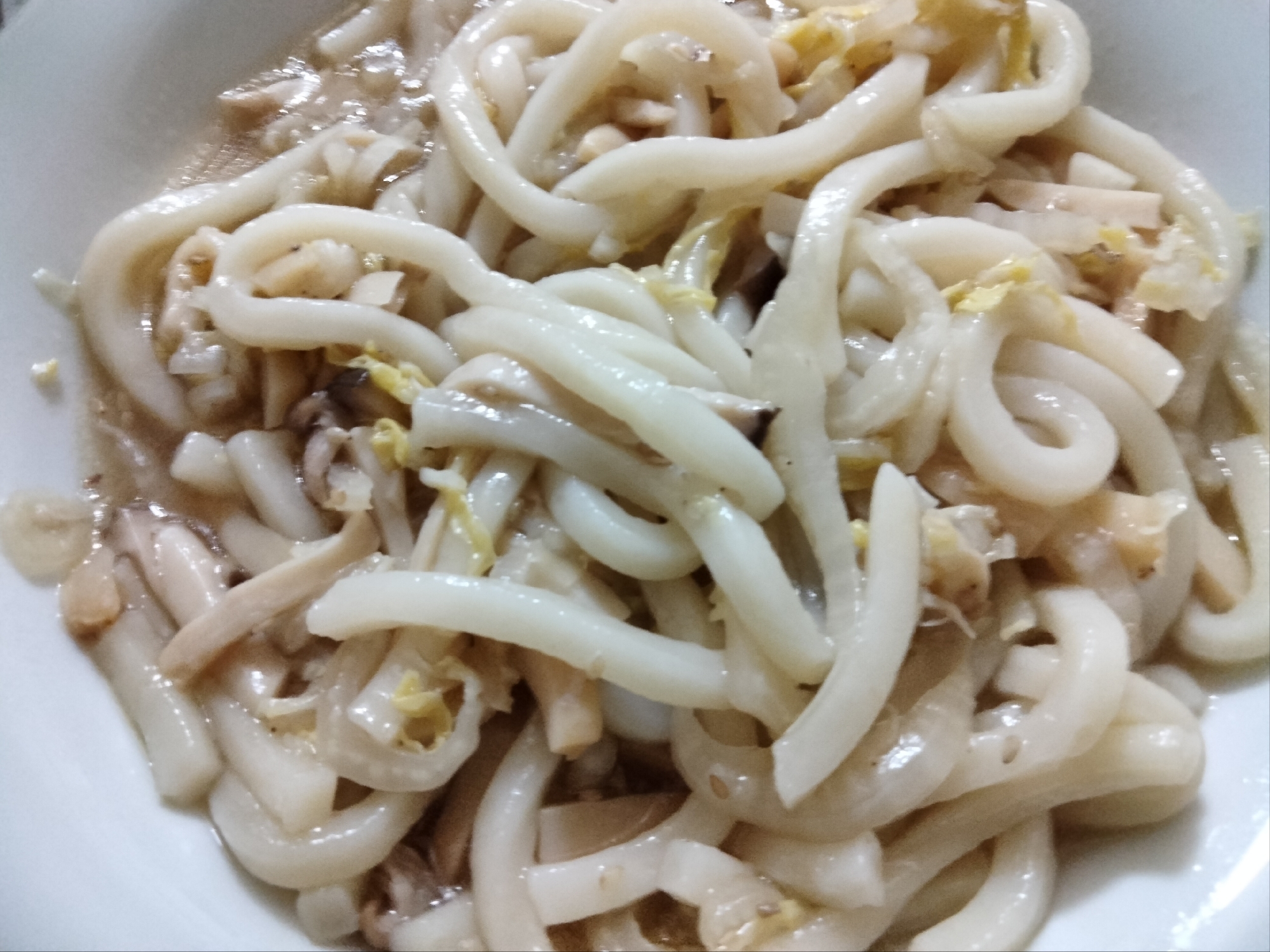 エリンギと白菜のレモンオイルつゆ煮うどん