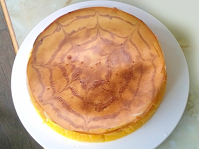 クモの糸風でハロウィン!南瓜のチーズケーキ♪