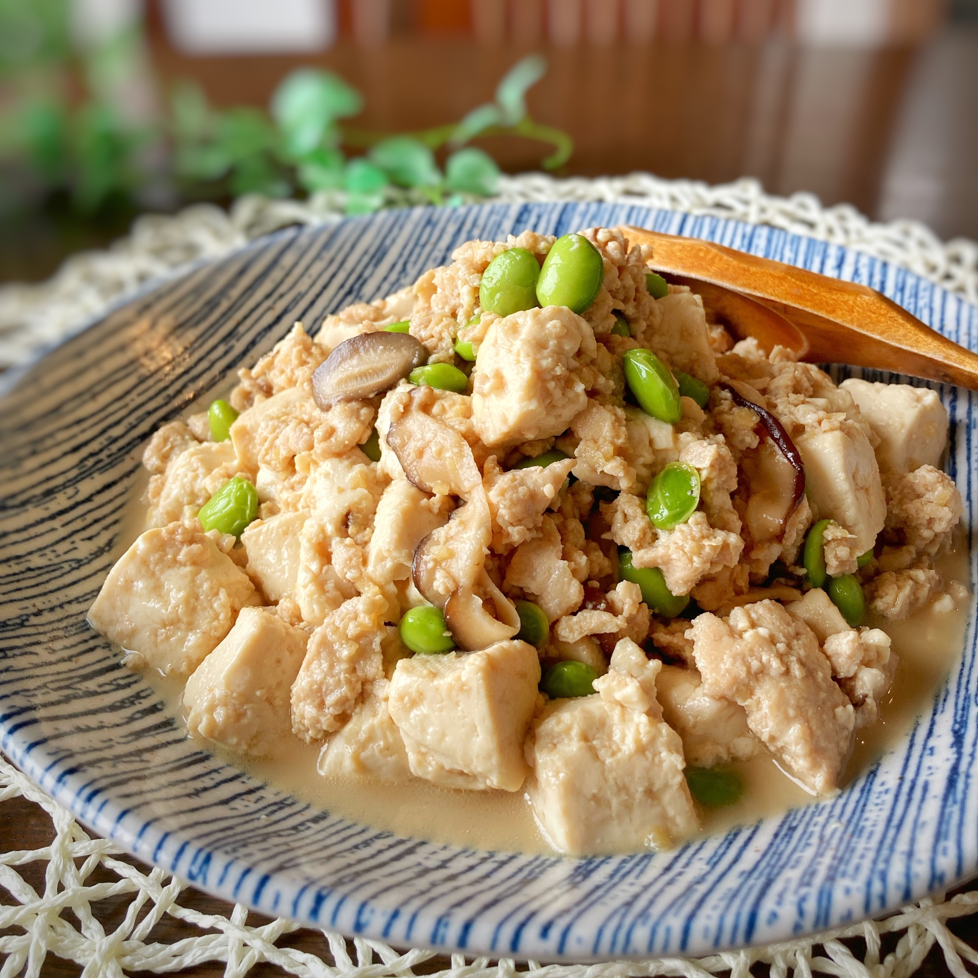 生姜香る豆腐と枝豆のそぼろ炒め