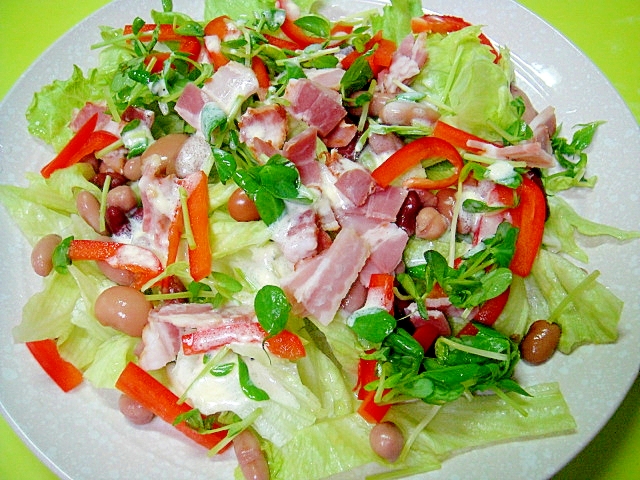 ミックスビーンズとベーコンレタスのサラダ レシピ 作り方 By Mint74 楽天レシピ