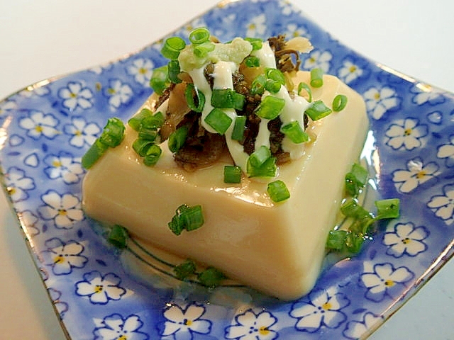 辛子高菜と小葱の卵豆腐