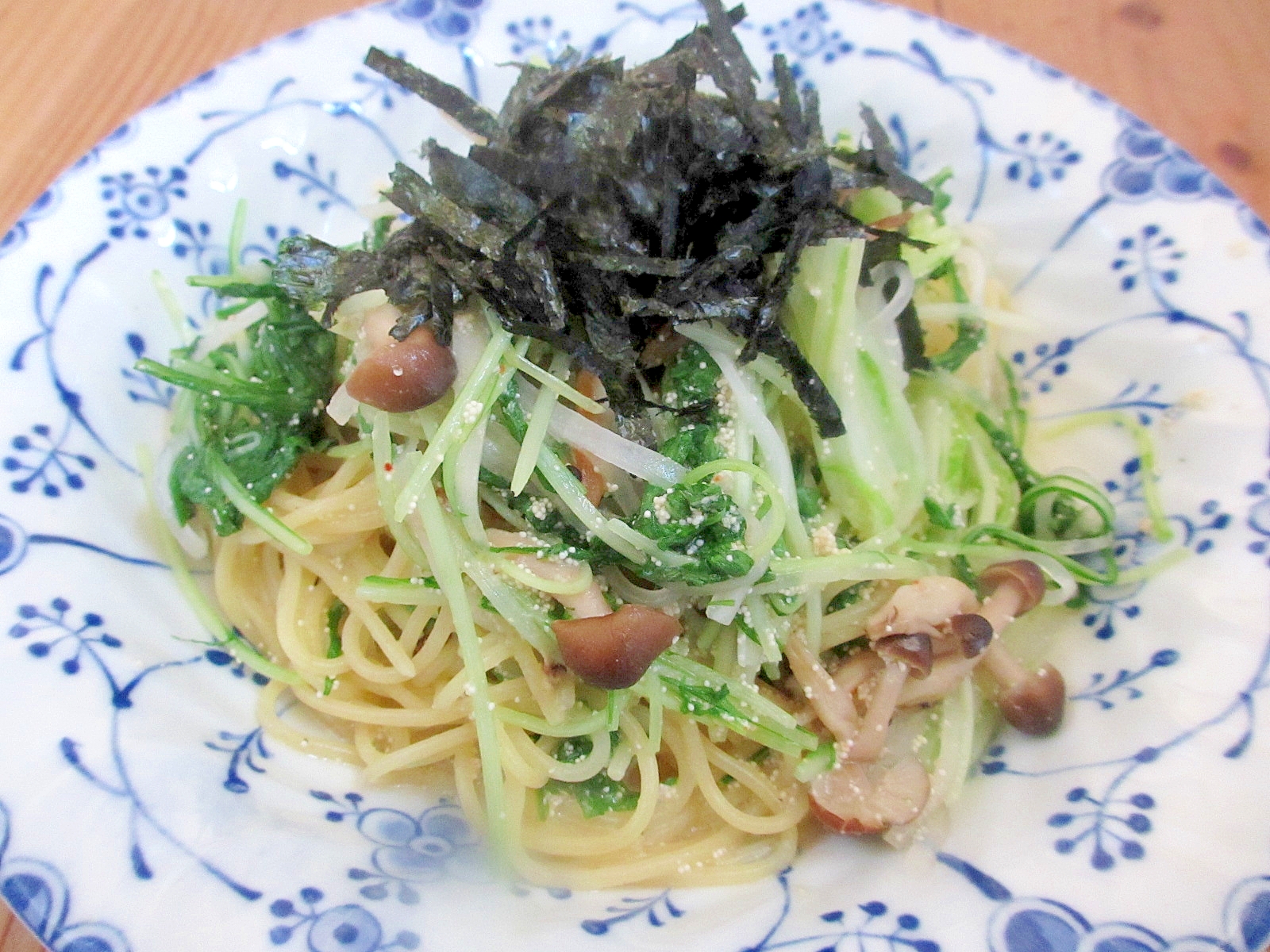 水菜と明太子のパスタ