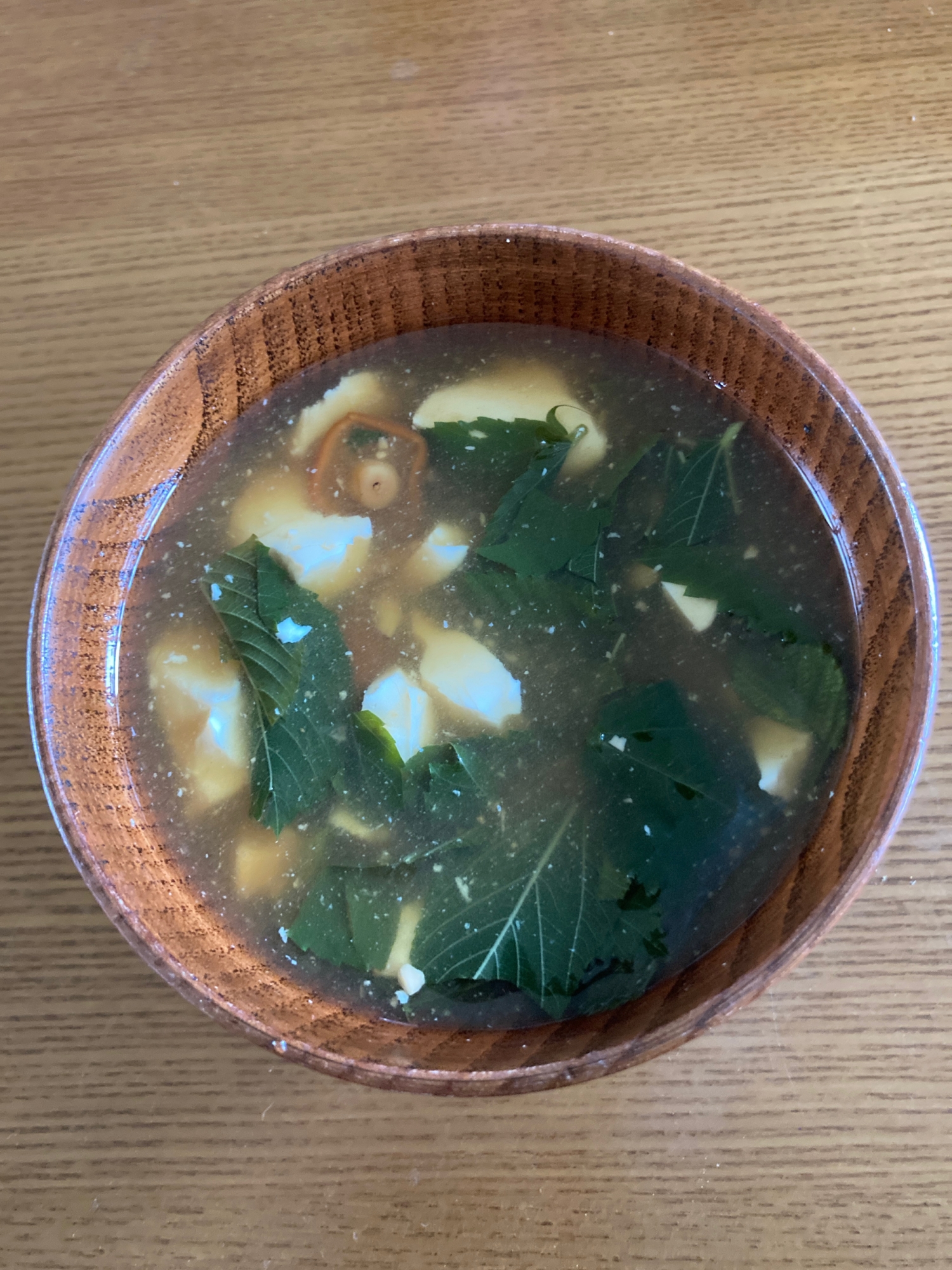 豆腐＊モロヘイヤ＊なめこ缶詰の味噌汁