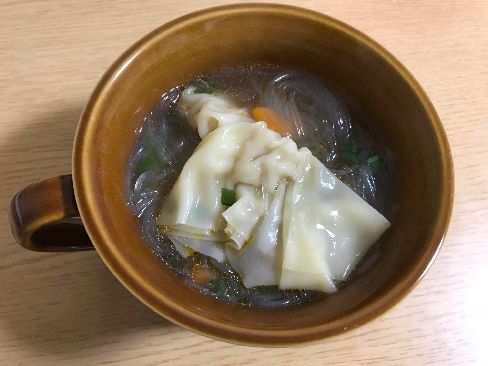 大満足のワンタン春雨スープ♡