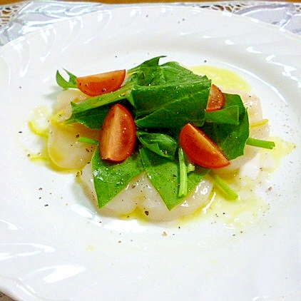 柚子風味のホタテのカルパッチョ レシピ 作り方 By じぇりねこ 楽天レシピ