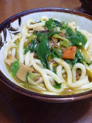 残ったカレーで　カレーうどん