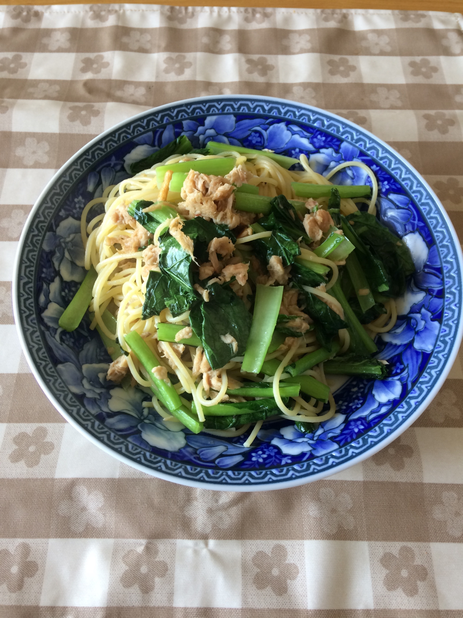 シーチキンと小松菜のかんたんパスタ