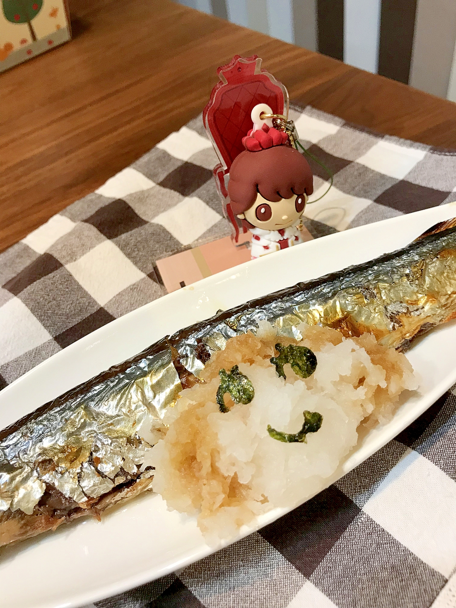 さんま塩焼き大根アート♡ポン酢をかけて(o^^o)