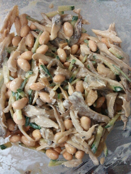 大豆と舞茸のマヨポンサラダ