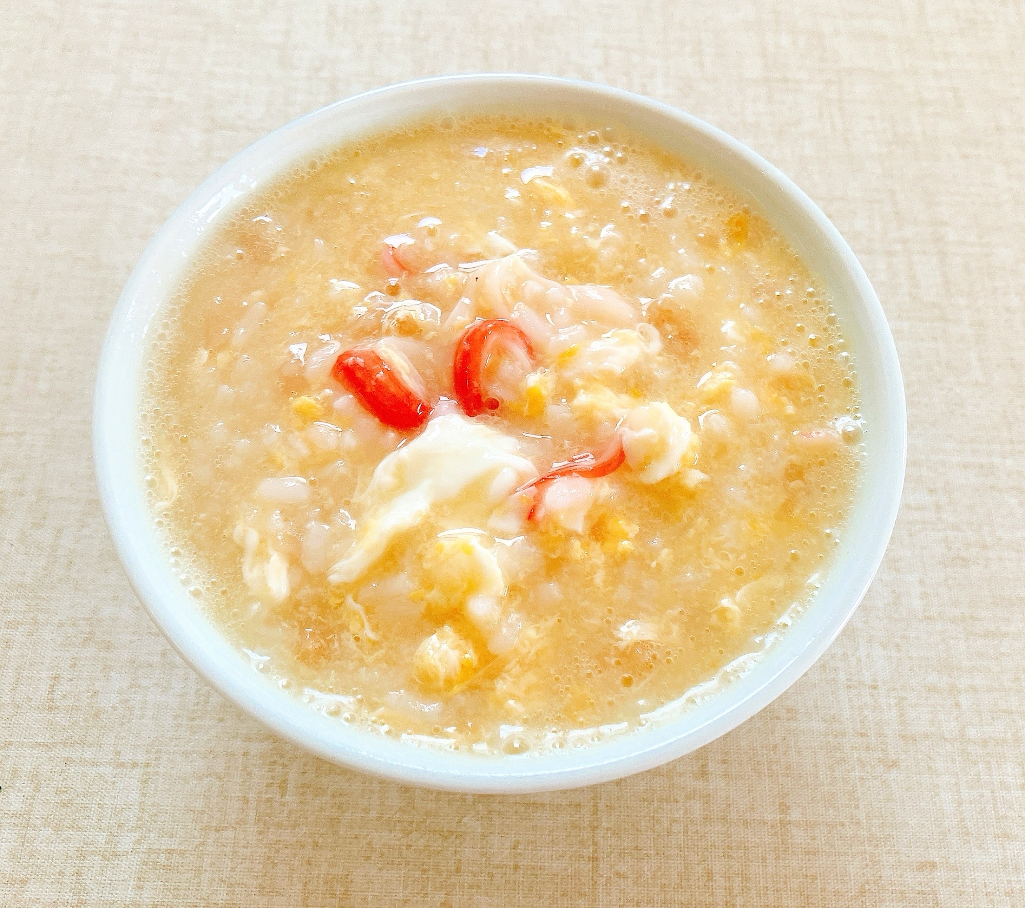 缶詰でカニ雑炊