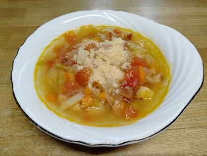 箱買いしたトマトを消費したくて、初めてミネストローネ作ってみました。簡単においしくできるんですね。これからも作ろうと思います。ありがとうございました(◕ᴗ◕✿)