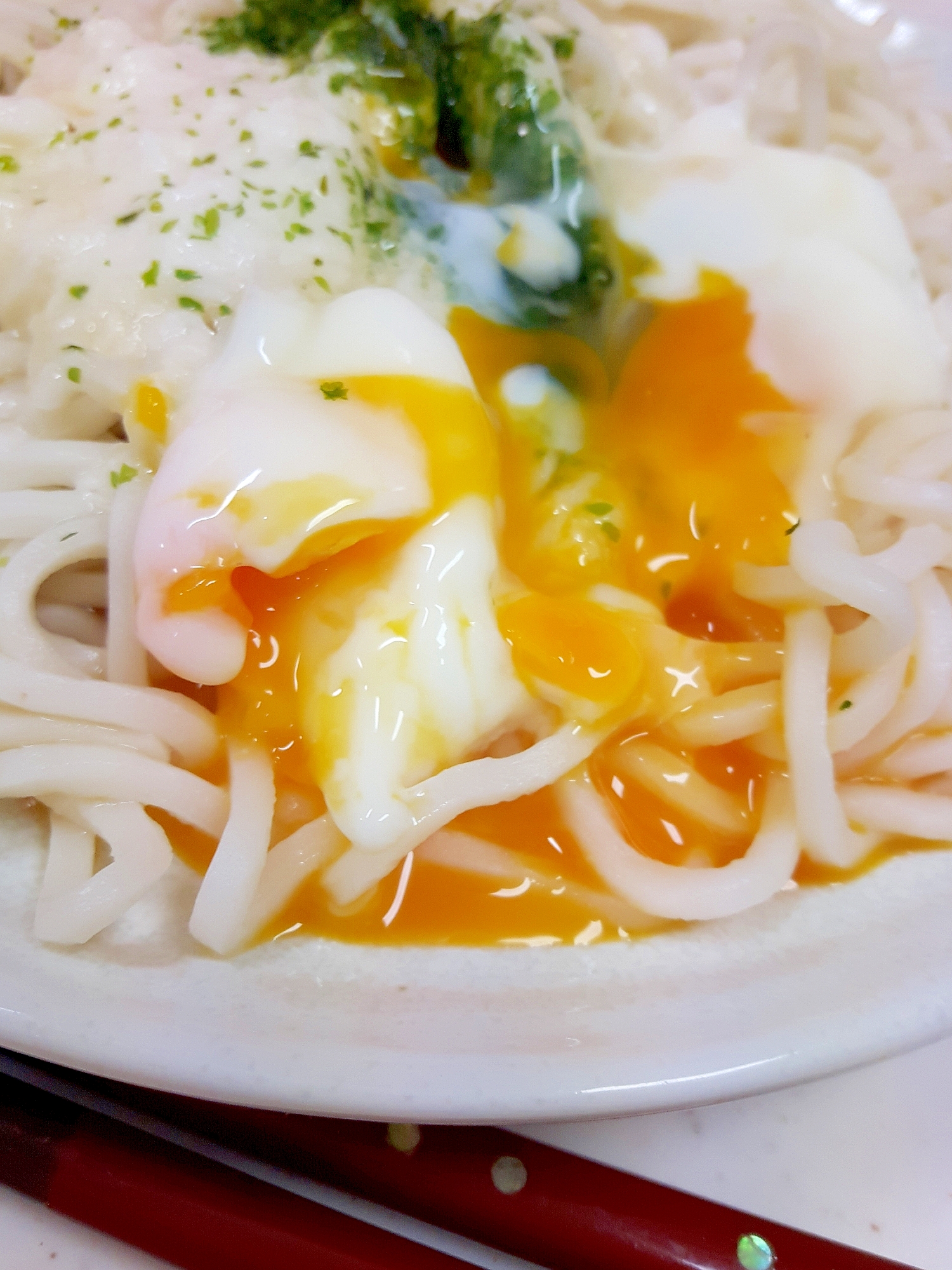 流水麺で(^^)子供が大好き簡単月見とろろうどん♪