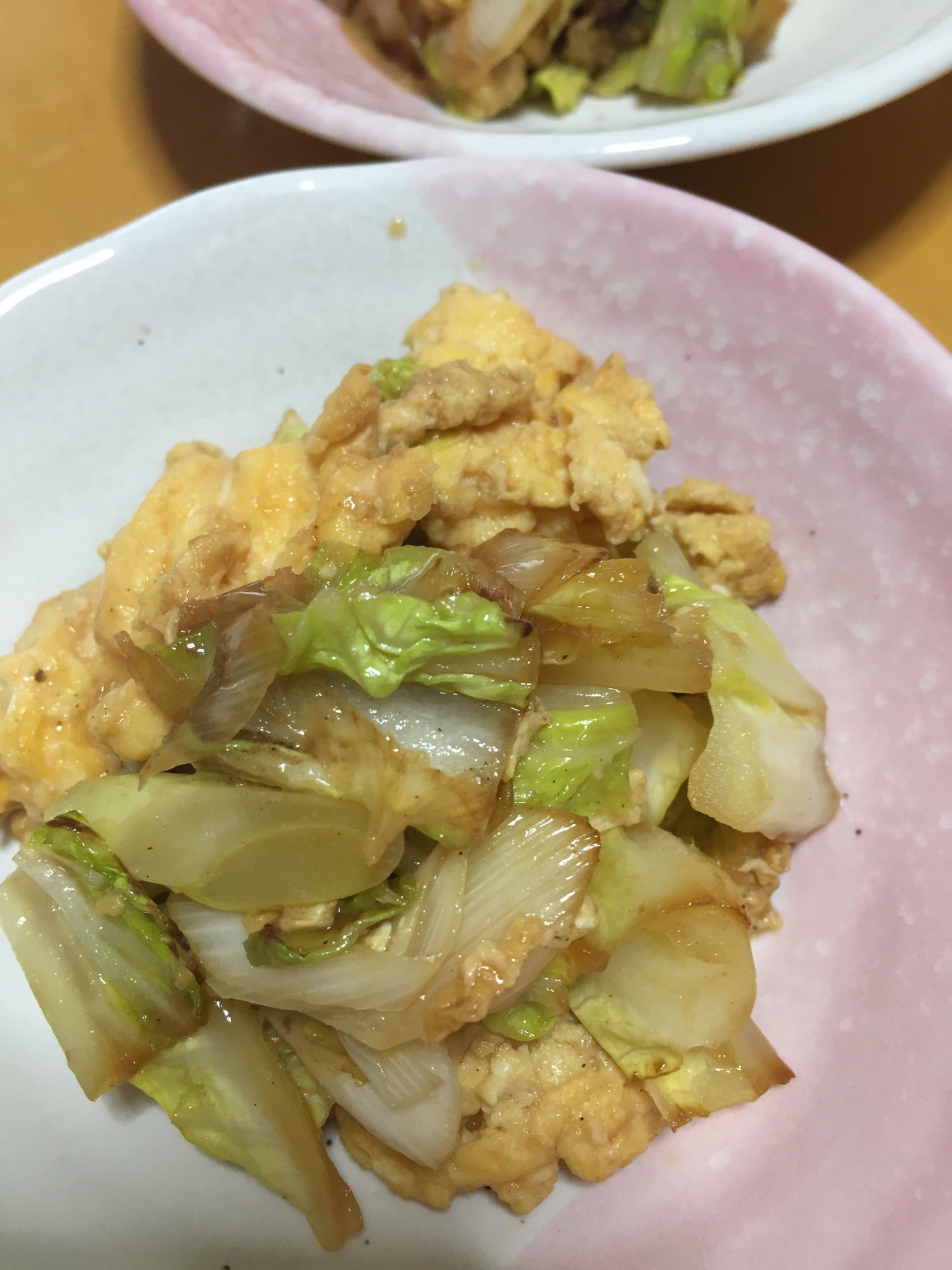 白菜と長ネギと炒り卵の炒め物