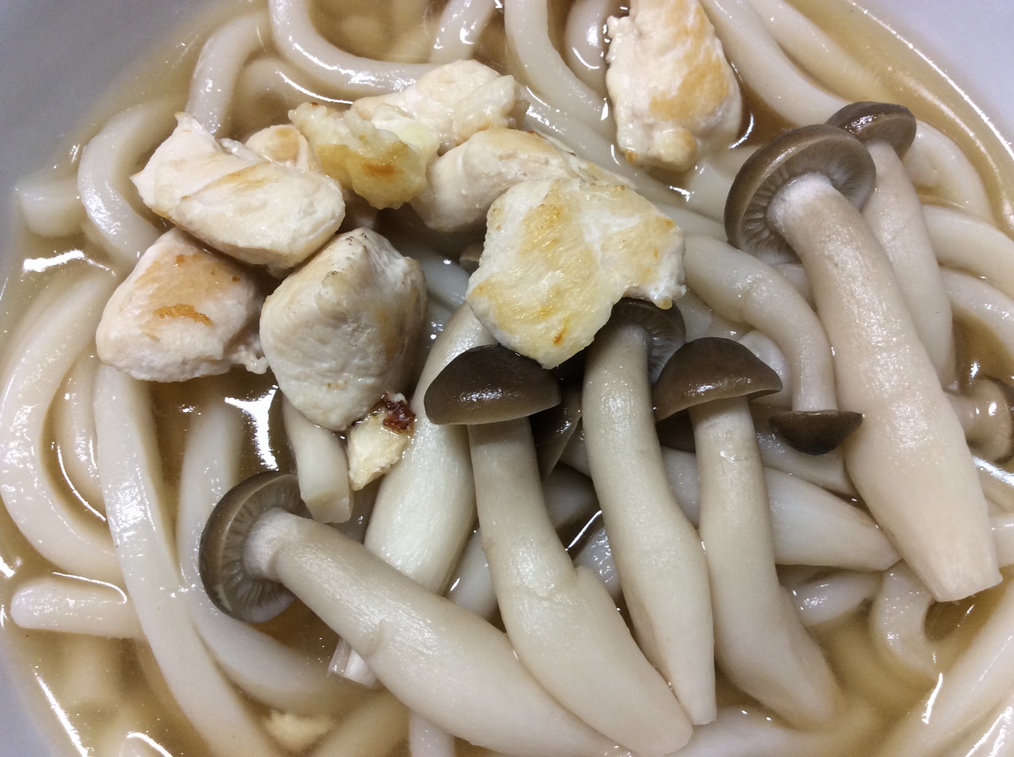 鶏肉としめじのうどん