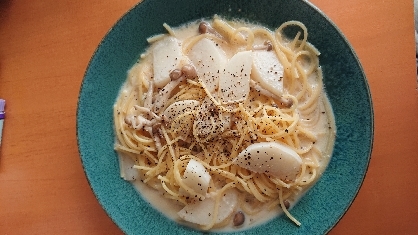 豆乳が余っていたので、かぶとしめじで作りました。
こくがあり美味しかったです！
また作ります(^-^)