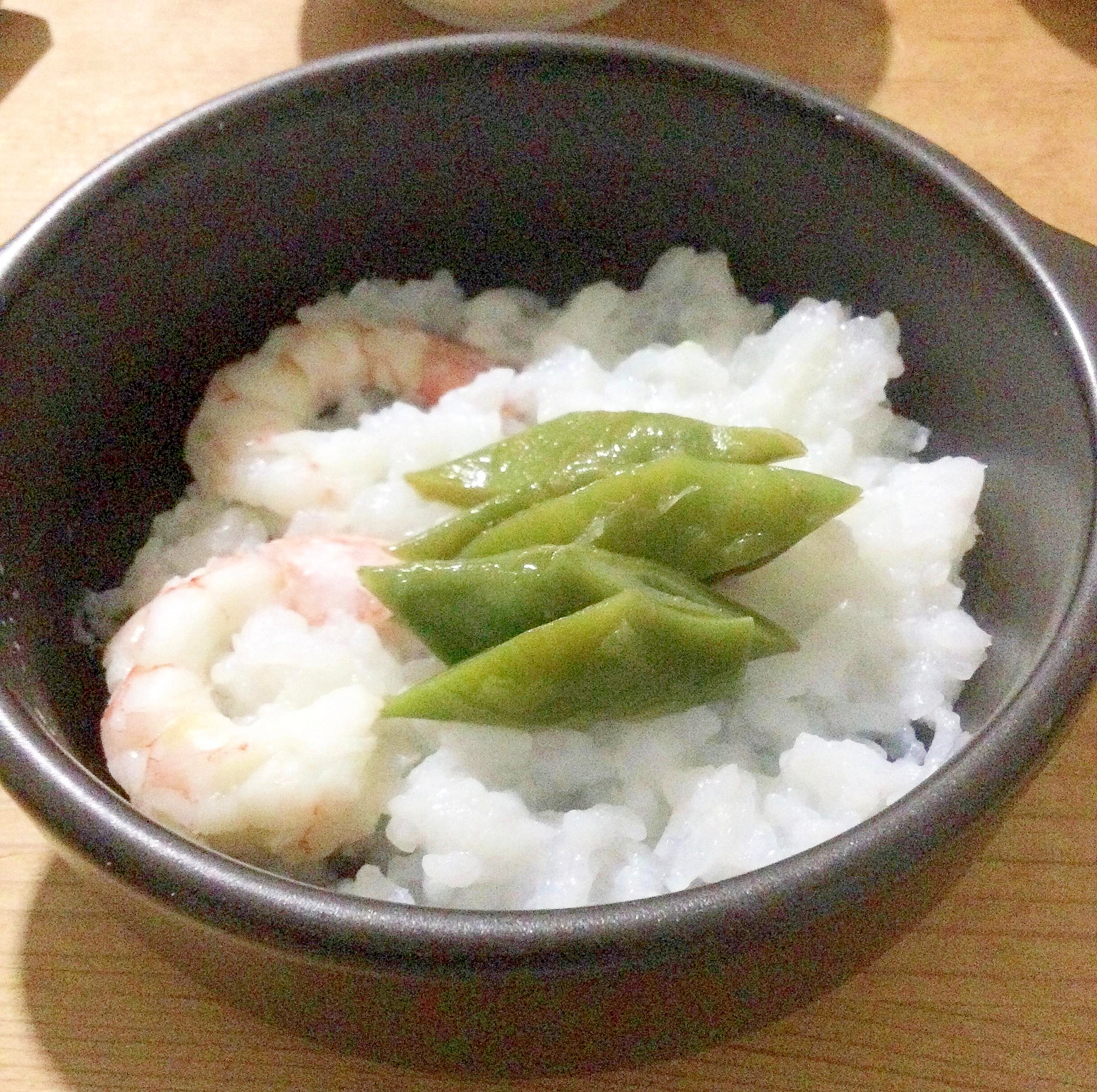 モロッコインゲン乗せ☆海老入りご飯♪
