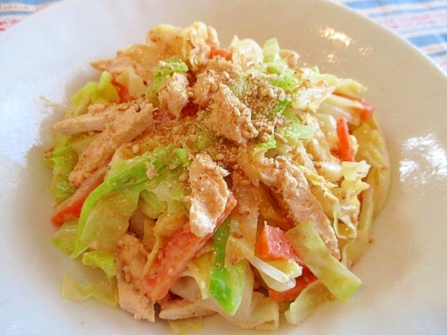 春キャベツと鶏むね肉のゴマ味噌ドレサラダ♪