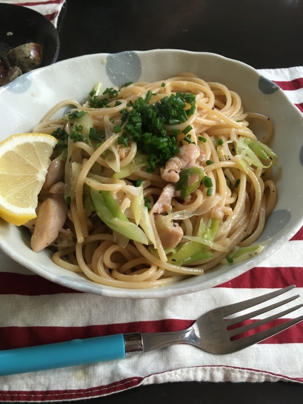 おうちパスタ屋♡ねぎ塩鶏パスタ