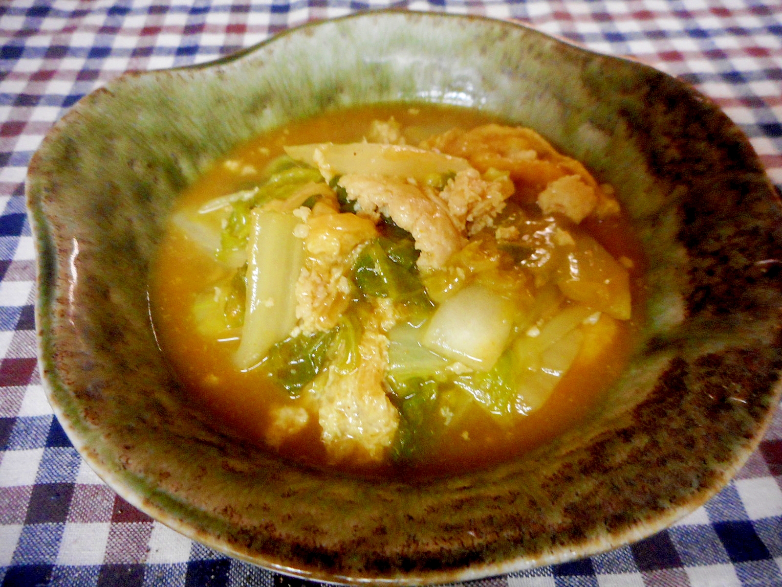 白菜とお揚げとひき肉のカレー煮