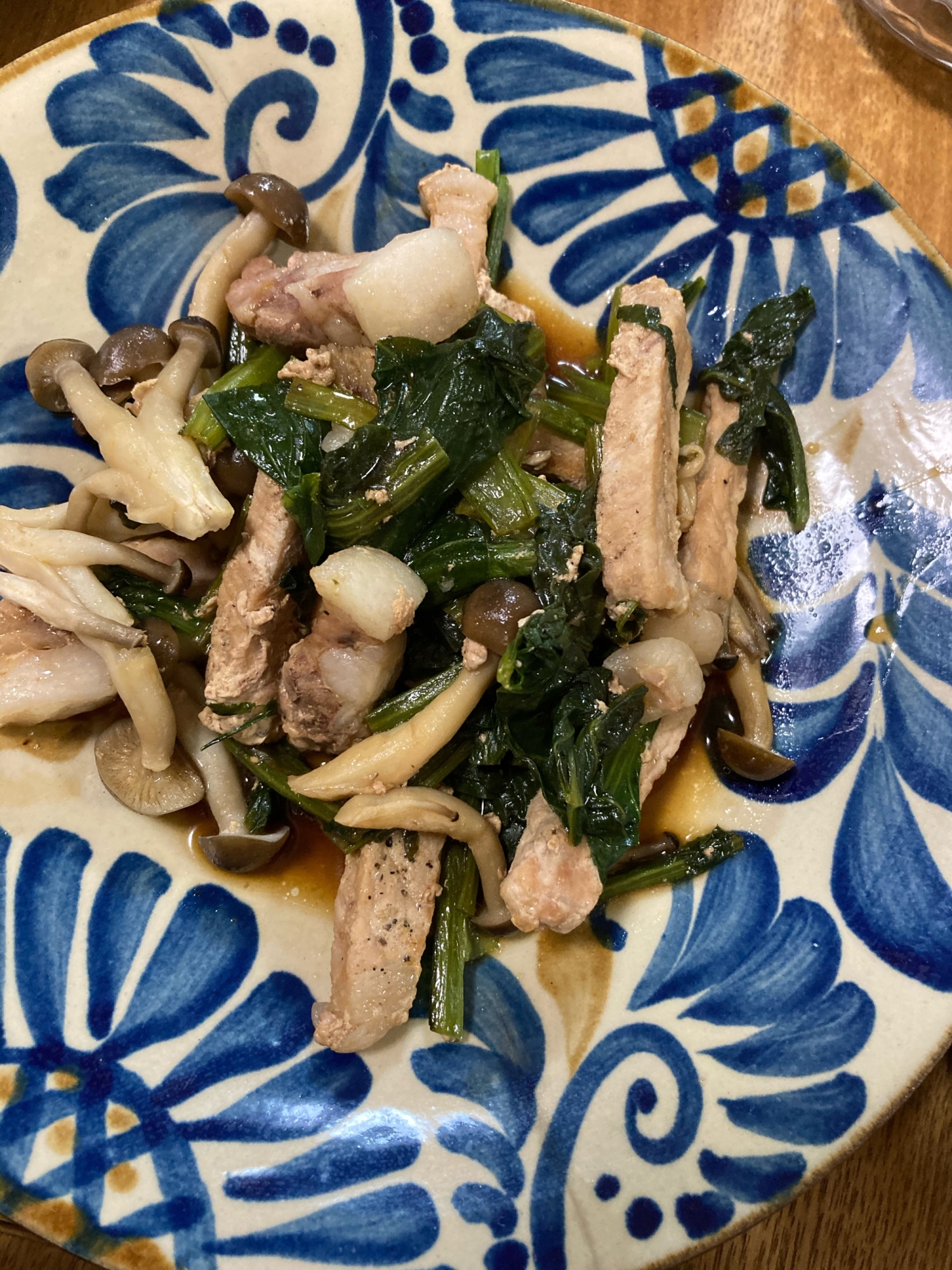 小松菜の豚ロースの炒め物