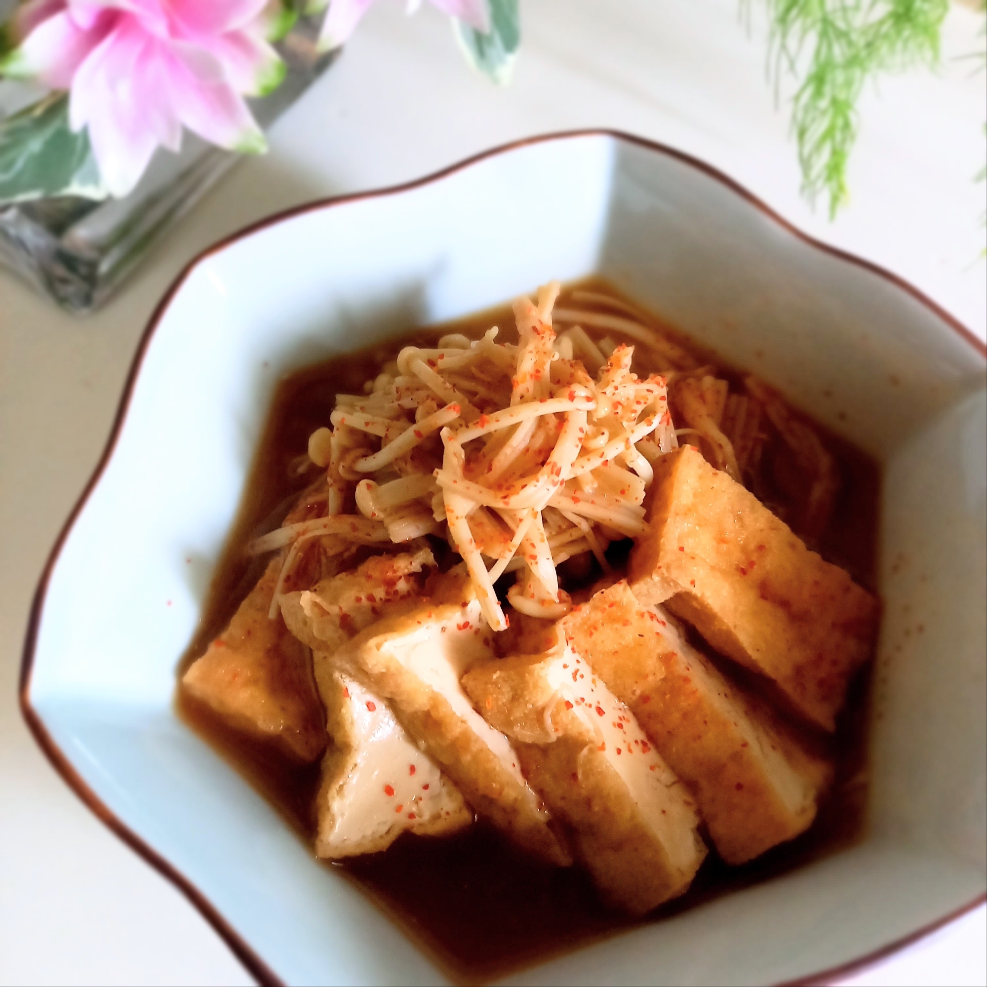 ご飯もお酒も進むᕷ* 厚揚げとえのきの甘辛煮ꕤ୭*