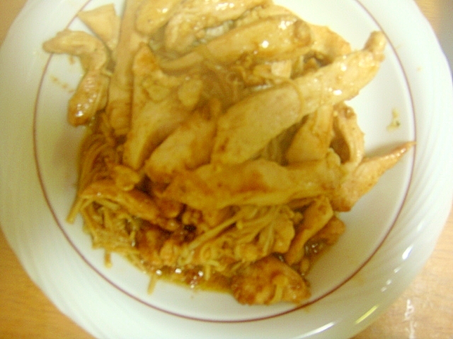 鶏ムネとえのきのマヨ醤油炒め。