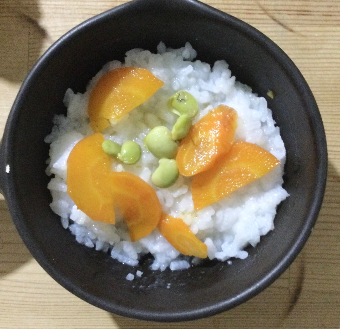 人参枝豆の煮物丼♪