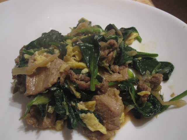 豚肉とホウレン草の和風炒め