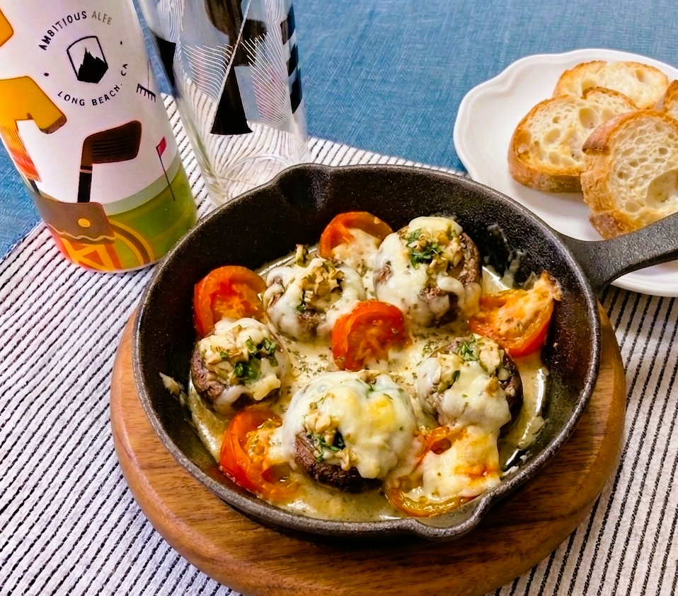 ブラウンマッシュルームとミニトマトのチーズ焼き