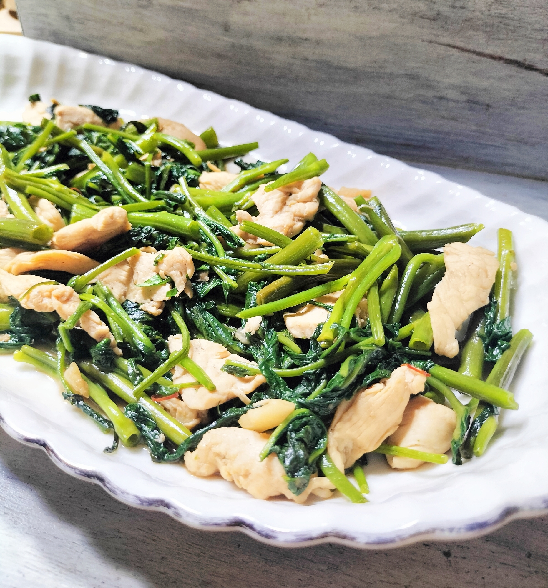 空芯菜＆ささみのタイ風炒め