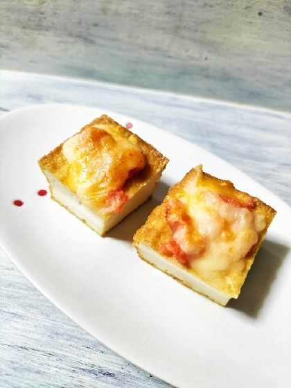 先程はつくれぽありがとうございました♬きょうはおつまみに厚揚げ食べたくておすすめの明太マヨで作ってみました❢オーブントースターでササッと作れて嬉しい♡レシピ感謝
