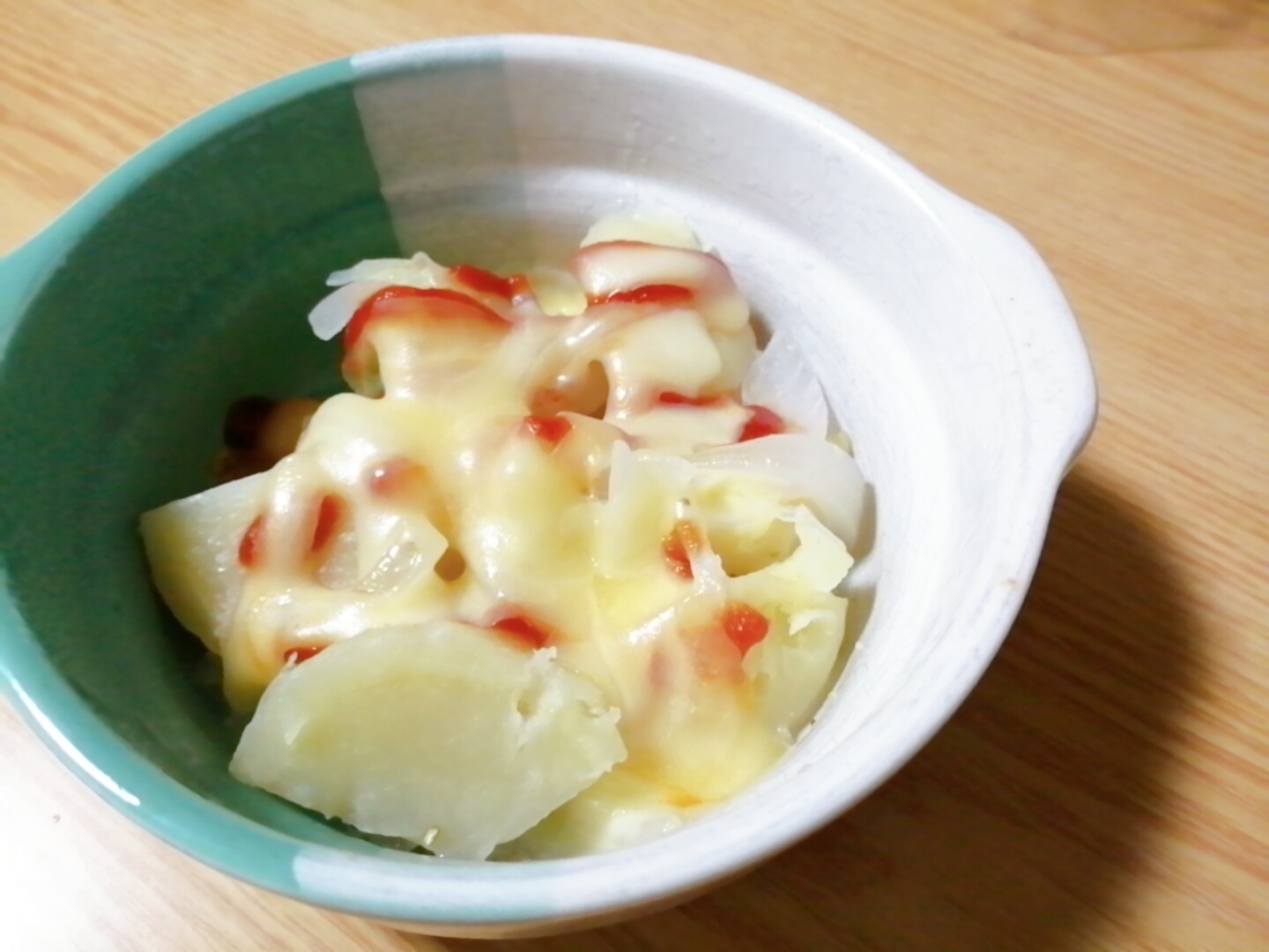 電子レンジ じゃがいも玉ねぎのケチャップチーズ蒸し レシピ 作り方 By はじゃじゃ 楽天レシピ