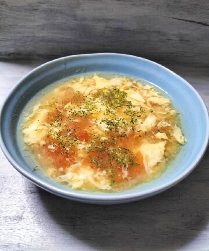 きょうはこちら♬なんと卵スープでGuuママさんとお揃い✨残ったトマトがこんな簡単美味しくなるなんて♡今日も素敵なレシピ感謝です(⁠◕⁠ᴗ⁠◕⁠✿⁠)