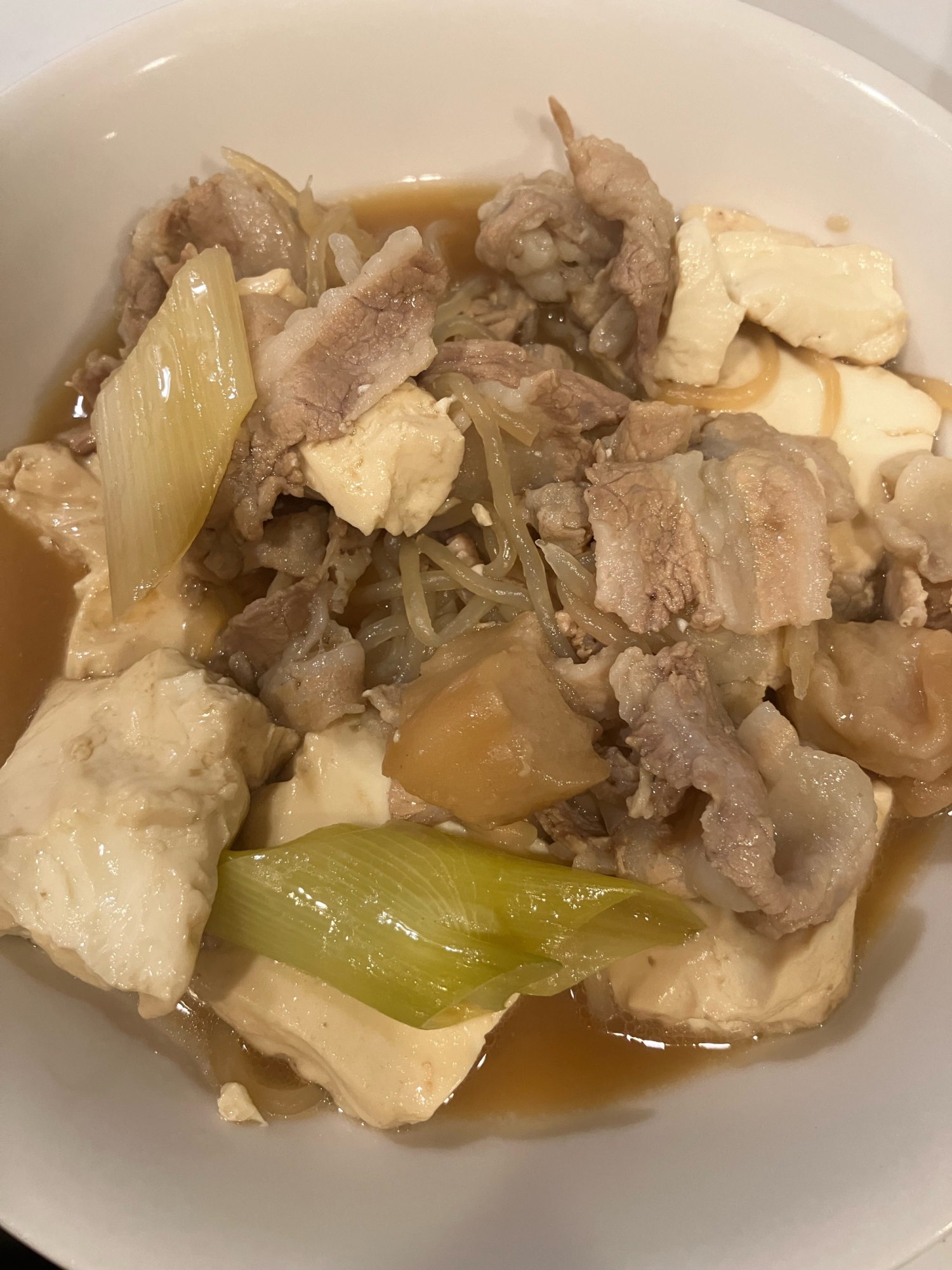 すき焼きのタレで、簡単豚バラ豆腐