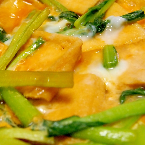 油揚げと小松菜の卵とじ レシピ 作り方 By まるっとまる 楽天レシピ 油揚げと小松菜の卵とじ レシピ 作り方 By まるっとまる 楽天レシピ