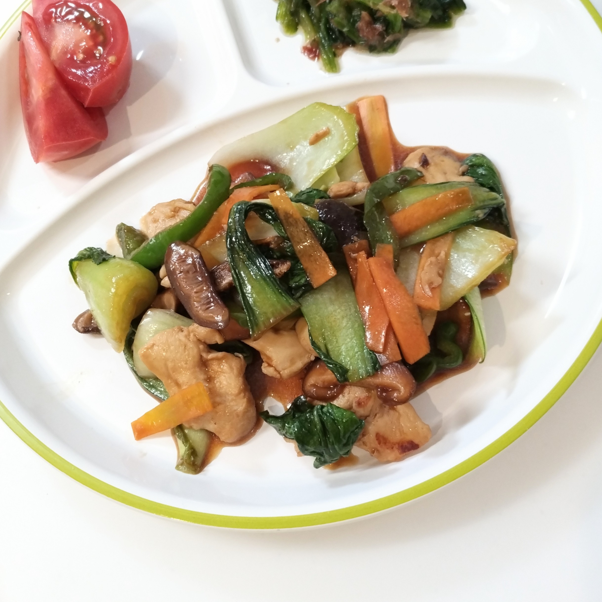 青梗菜と鶏肉のオイスターソース炒め