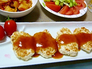ピリ辛餡かけ♬ 鶏の豆腐ハンバーグ