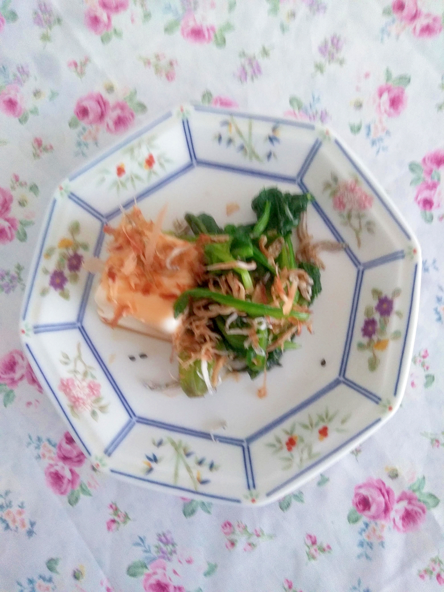 ほうれん草じゃこ添え~まめ豆腐