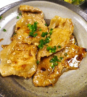 豚ロースの麺つゆ黒酢生姜焼き