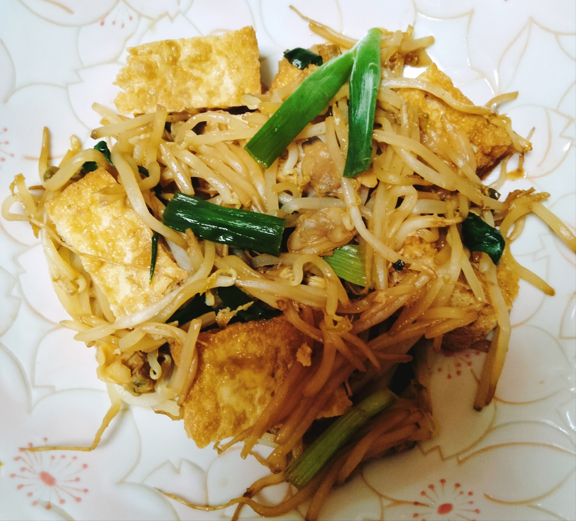 モヤシと厚揚げとアサリと葱の煮物