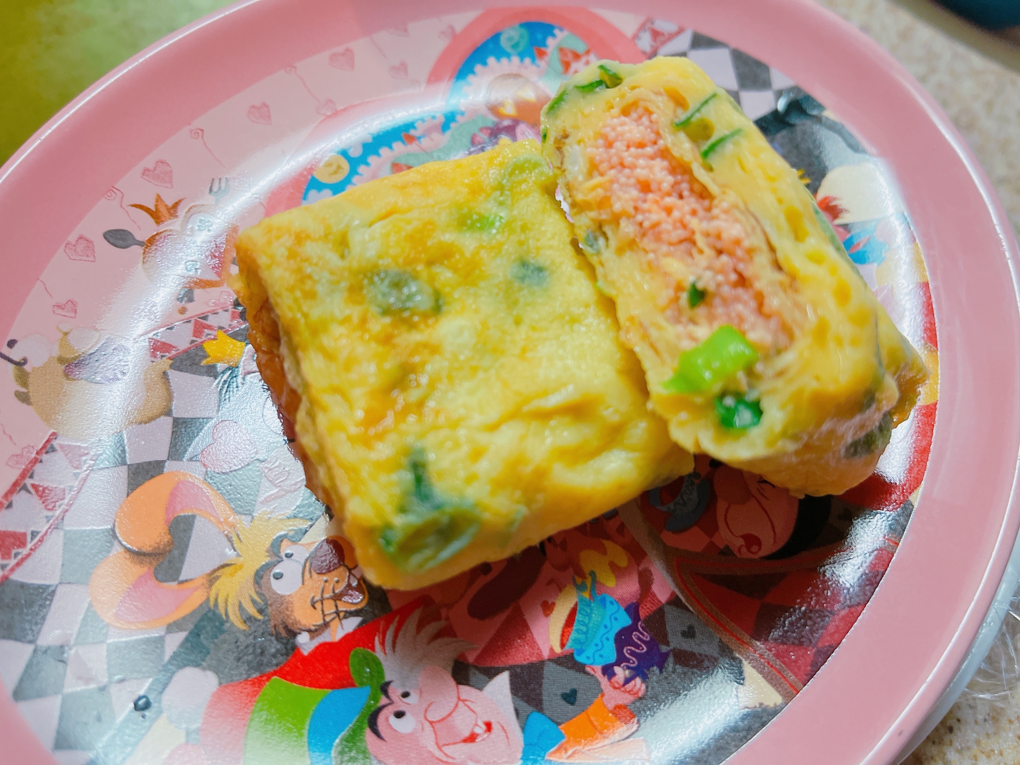 彩りきれい✨ねぎと明太子入り玉子焼き✨お弁当にも