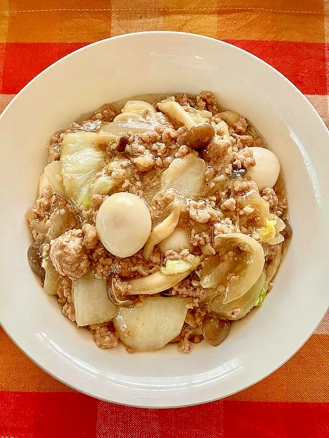 簡単でうまい！白菜とひき肉のあんかけ