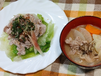 丼にも♡梅＆薬味♡白だしでさっぱり♡豚しゃぶレタス