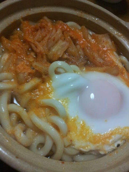 味噌キムチ鍋の残りでキムチうどん