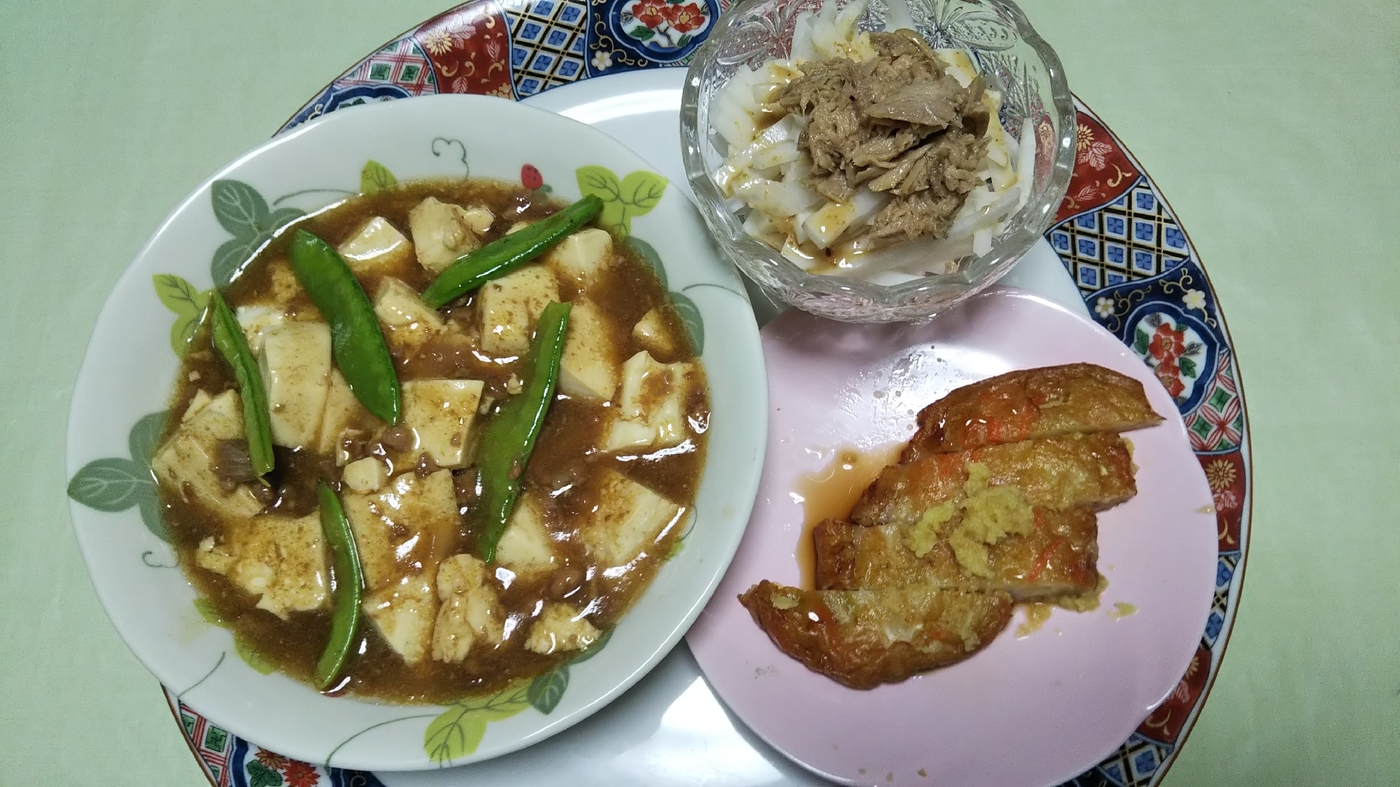 すきやき肉豆腐と大根サラダと生姜ポン酢の野菜揚げ☆