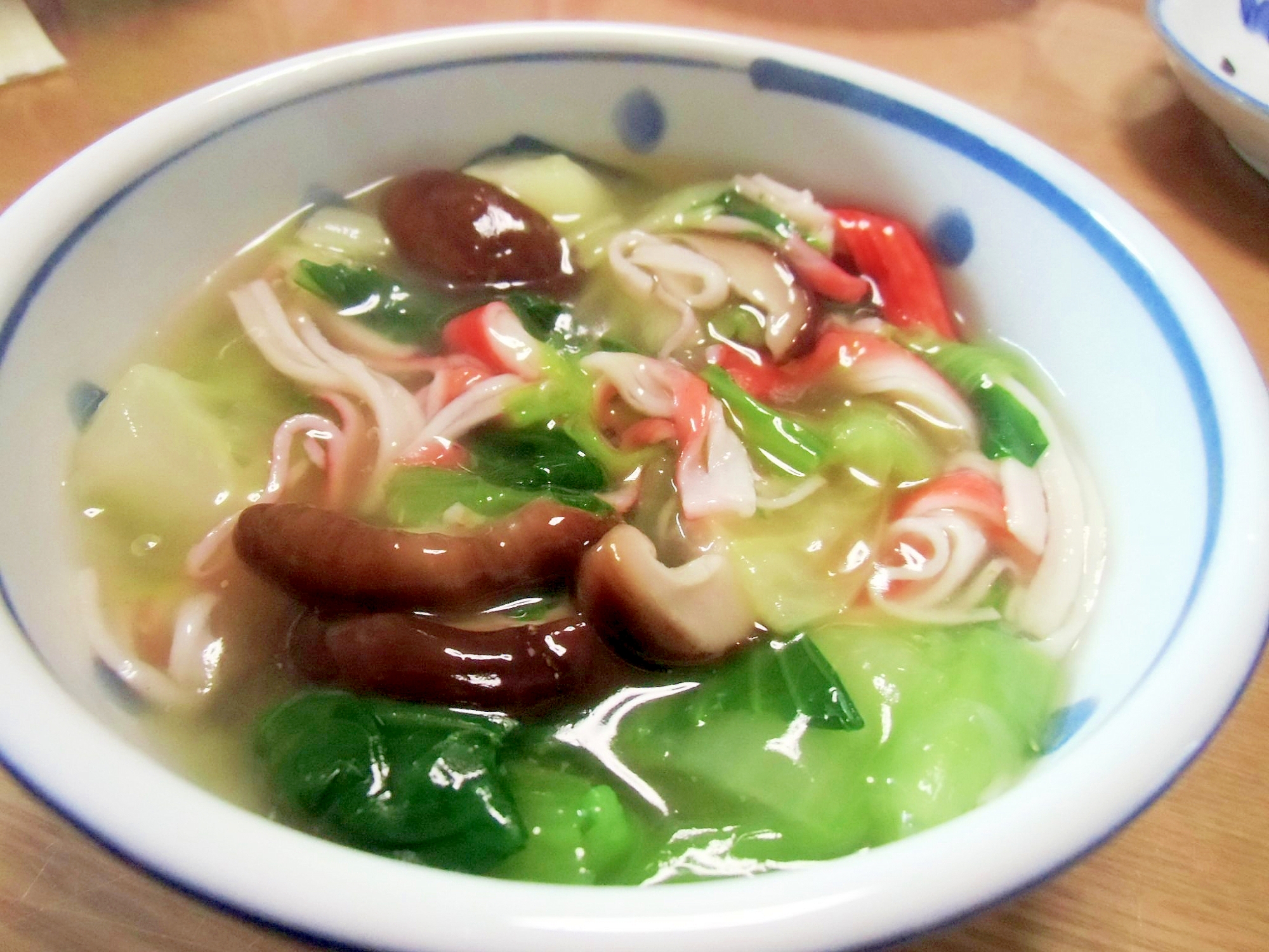 青梗菜と蟹かまの煮物餡