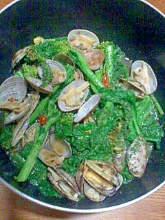 菜の花とあさりのペペロンチーノ風 レシピ 作り方 By ジョンとポーク 楽天レシピ