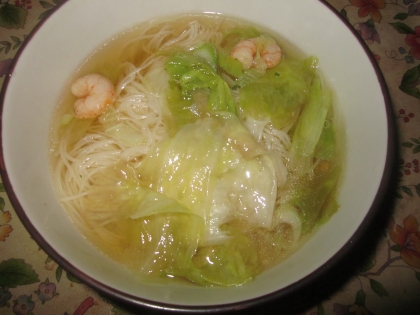 エビとレタスのにゅうめん